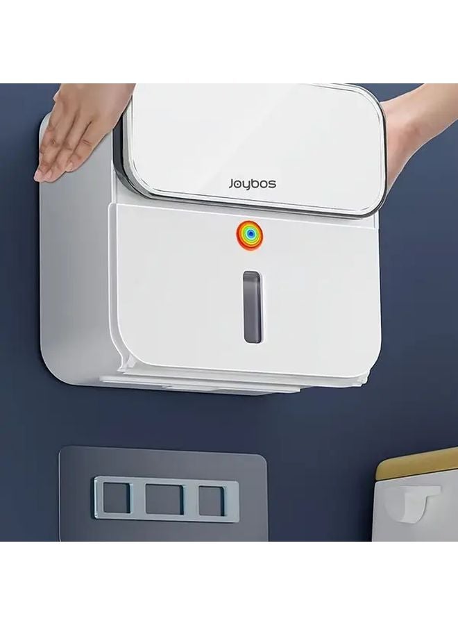 حامل ورق التواليت المثبت على الحائط صندوق مناديل بلاستيكي مربع لا يتطلب التثقيب 1 قطعة - Image 2